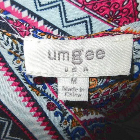 Umgee Hippie Boho Longline Kimono Duster Size M Pleated Bell Sleeves Artsy Layer - Picture 4 of 7